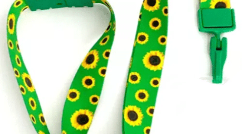 Cordão de girassol com trava anti-sufocamento para identificação de pessoas com deficiências ocultas, usado com crachá e QR Code em escolas, viagens e emergências