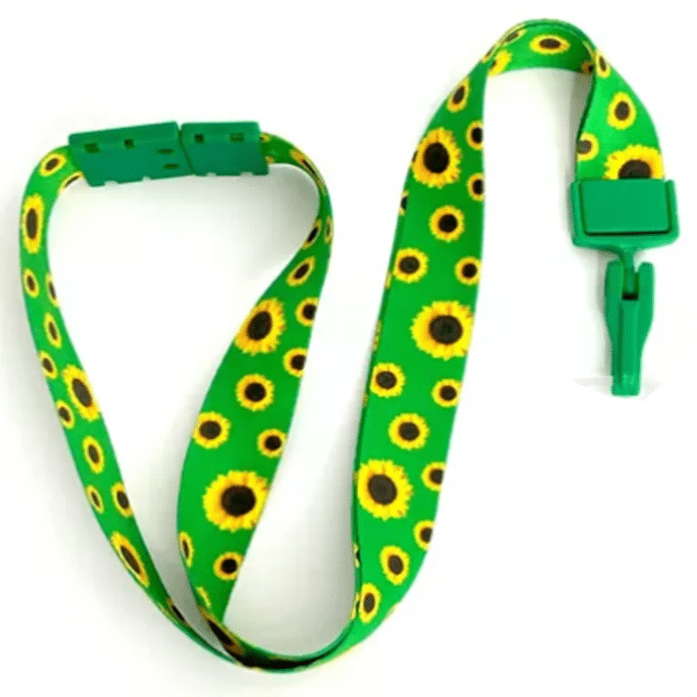 Cordão de girassol com trava anti-sufocamento para identificação de pessoas com deficiências ocultas, usado com crachá e QR Code em escolas, viagens e emergências