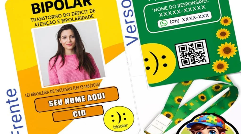 Crachá Bipolar Personalizado com QR Code – Identificação Médica e de Emergência da IdentificaME