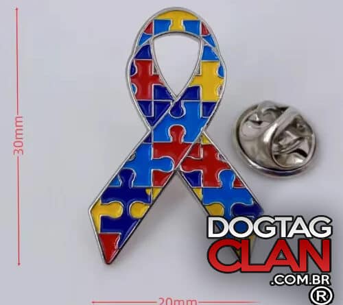 Pin de Lapela Autismo em metal com símbolo quebra-cabeça colorido – identificação e conscientização TEA