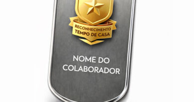 Dog tag de reconhecimento por tempo de casa em aço inox personalizada com logo da empresa