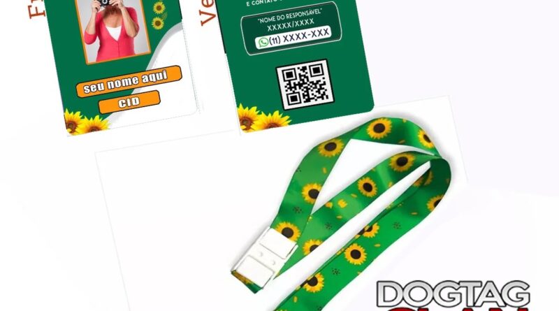 Crachá personalizado para Diabetes Tipo 1 em aço inox com QR Code, identificação médica, dados de emergência e segurança para viagens, escola e passeios.