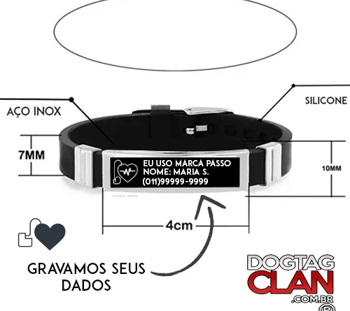 Pulseira de identificação eu uso marcapasso alerta médico em silicone ajustável