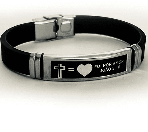 Pulseiras personalizadas com frases bíblicas em aço inox com versículos cristãos gravados