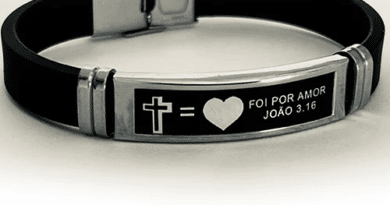 Pulseira cristã Tudo Posso Naquele Que Me Fortalece em aço inox com frase bíblica de Filipenses 4:13