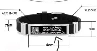 Pulseira com QR Code personalizada para identificação e emergência no pulso