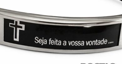 Pulseira Seja Feita a Vossa Vontade Pai Nosso em aço inox com gravação cristã