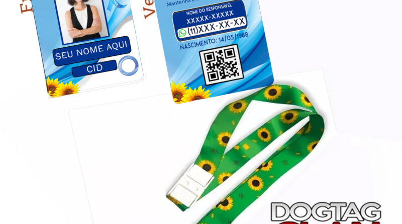 Crachá personalizado para Diabetes Tipo 1 em aço inox com QR Code, identificação médica, dados de emergência e segurança para viagens, escola e passeios.