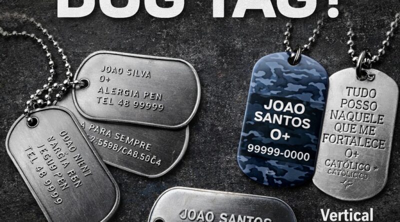 O que escrever na dog tag personalizada – exemplos de frases, nome, tipo sanguíneo e dados essenciais gravados em aço inox