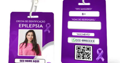 "Crachá Epilepsia personalizado – identificação médica essencial para segurança em emergências."