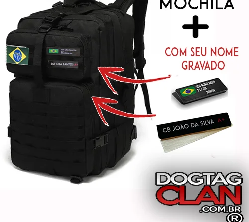 Equipamentos táticos e artigos militares da DogTagClan como mochila militar 50 litros e acessórios resistentes