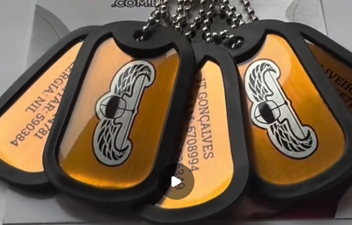 Dog Tag Curso SAR 2026 personalizada em aço inox com posto, nome completo, tipo sanguíneo e SARAM conforme exigência do Curso de Busca e Salvamento