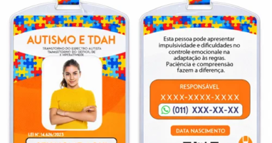 Crachá para Autismo e TDAH personalizado com cordão quebra-cabeça, foto, nome, CID e QR Code informativo
