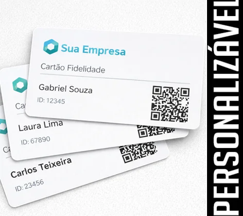 Cartão PVC personalizado para empresas com QR Code, chip e NFC para fidelidade, convênio e controle de acesso