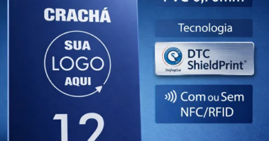 Crachá de identificação personalizado em PVC com impressão profissional DTC ShieldPrint e opção com NFC RFID para controle de acesso