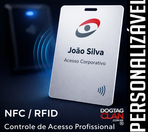 Crachá corporativo com NFC para empresas de tecnologia com controle de acesso e impressão premium ShieldPrint