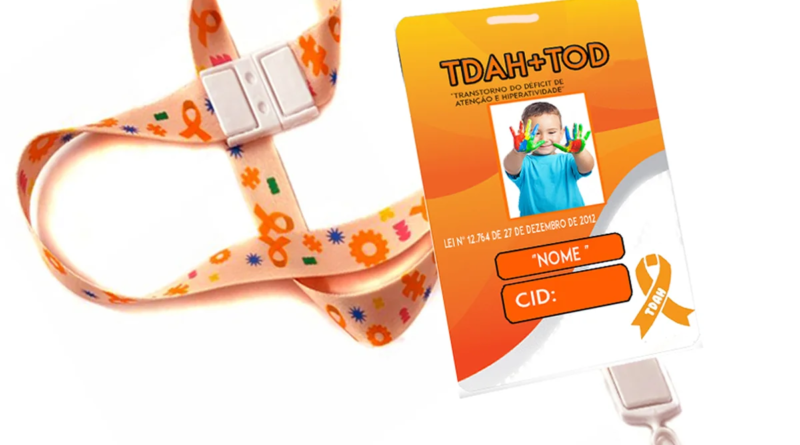 Crachá TDAH + TPAC personalizado com QR Code para laudo médico em PDF e identificação escolar