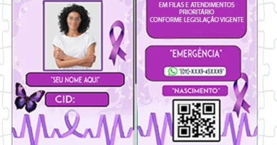 Crachá de identificação para fibromialgia com cordão de girassol, personalizado com nome, QR Code e informações de segurança para pessoas com deficiência oculta.