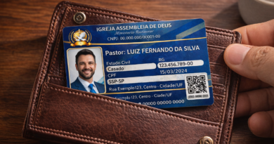 Carteirinha de pastor personalizada em PVC com foto, nome e identificação ministerial