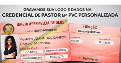 Credencial de pastor e carteirinha de membro em PVC cor salmão personalizada para igreja