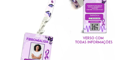 Crachá de fibromialgia com foto personalizado com nome, CID e QR Code para identificação e emergência