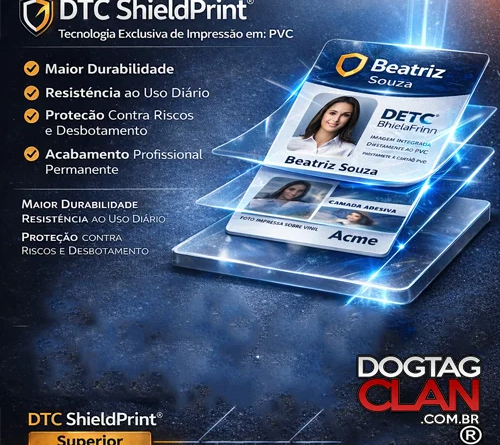 Crachá NFC com impressão direta no PVC 0,76mm utilizando tecnologia DTC ShieldPrint® da DogTagClan