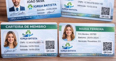 Credencial de pastor e carteirinha de membro personalizada em PVC com nome da igreja e foto