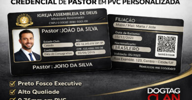 Credencial de pastor e carteirinha de membro em PVC com fundo preto fosco personalizada para igreja