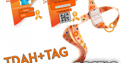 Crachá de identificação para TDAH e TAG com QR Code personalizado em PVC profissional