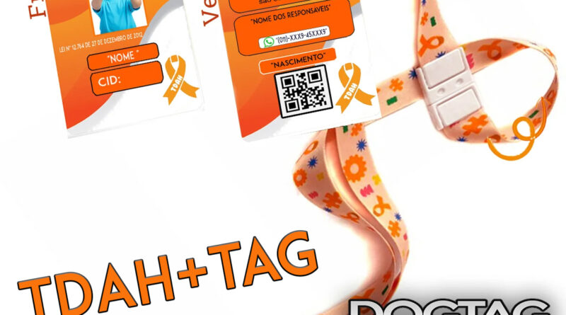 Crachá de identificação para TDAH e TAG com QR Code personalizado em PVC profissional