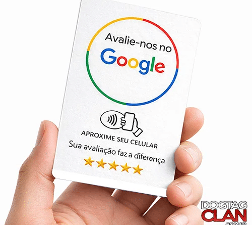 Cartão de avaliação Google em PVC padrão cartão bancário, personalizado com logo da empresa para aumentar avaliações no Google