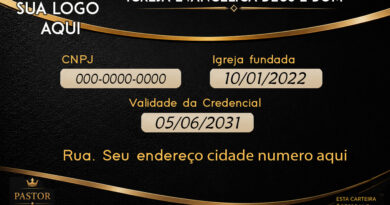 Carteirinha de pastor presidente em PVC personalizada com foto, cargo, assinatura e identificação ministerial profissional