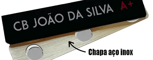 tarjeta militar em aço inox com imã personalizada com nome para uniforme identificação profissional resistente