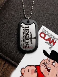 Dog Tag Jesus João 14:6 personalizada em aço inox com cruz