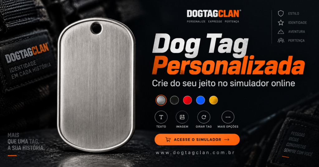 Dog Tag personalizada com símbolos criada no simulador online