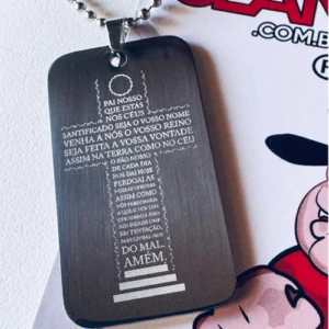 Dog Tag personalizada com pai e filho, ideia de presente para o Dia dos Pais no artigo sobre Colar Pai Nosso.