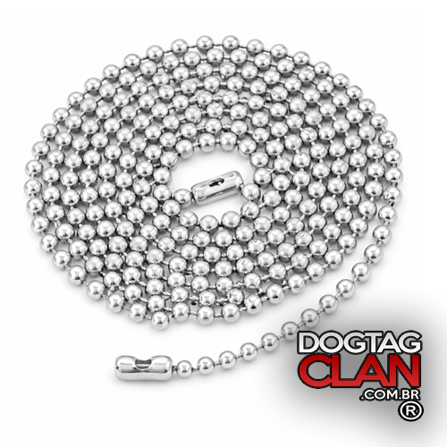 Corrente de bolinha ferro com fecho para dog tag