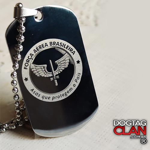 Dog Tag Força Aérea Brasileira gravada em ponta de diamante