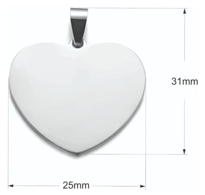 Pingente Coração Gravação Ponta De Diamante Em Aço Inox 316-6