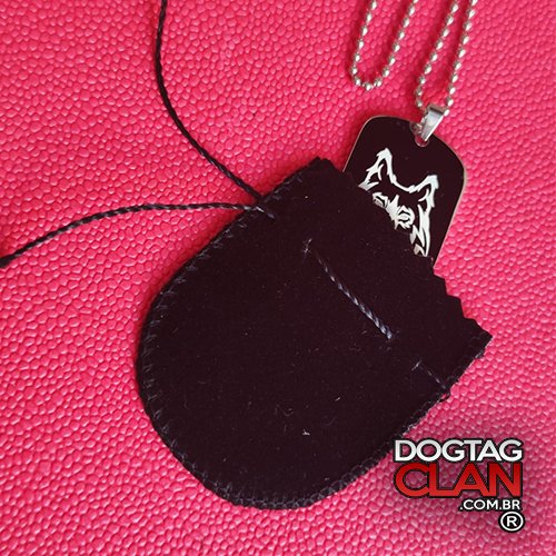 Dog Tag Lobo gravada em ponta de diamante-2