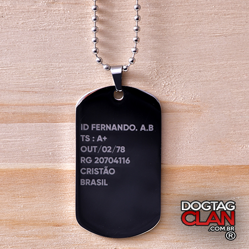 Dog Tag Lobo gravada em ponta de diamante-1