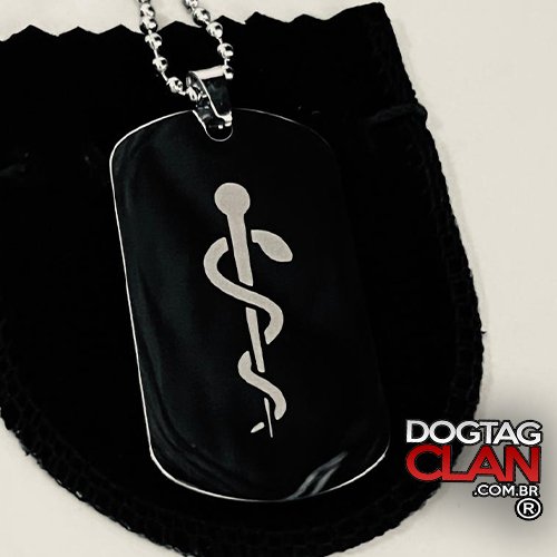 Dog tag bastão de Asclépio-1