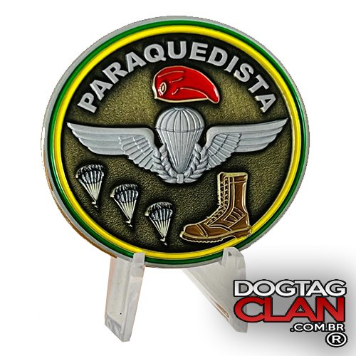 Challenge Coin Paraquedista Militar Pqdt Boina Bute E Brevê-2