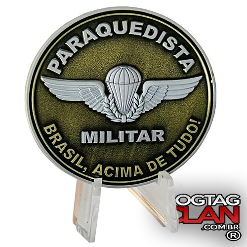 Challenge Coin Paraquedista Militar Pqdt Boina Bute E Brevê