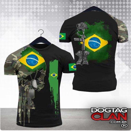 Camisa Militar Dog tag Brasil