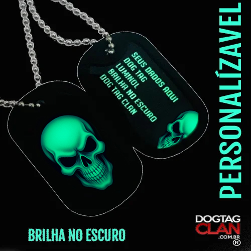 Dog Tag Luminol Personalizada Brilha no Escuro
