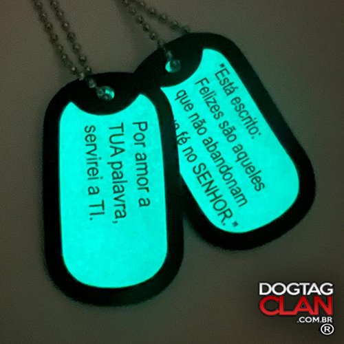 Dog Tag Luminol Personalizada Brilha no Escuro-3