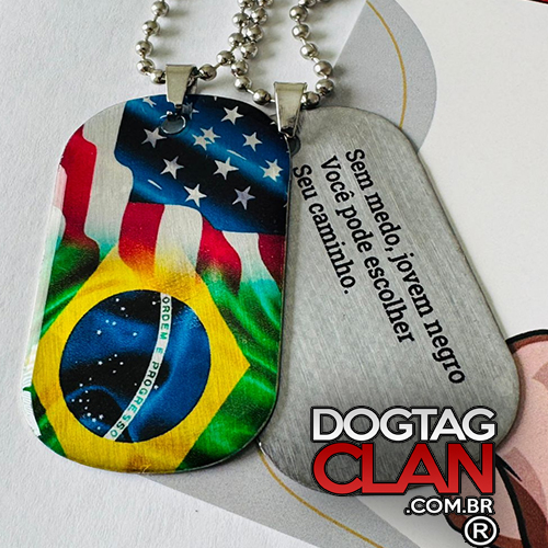 Dog Tag Bandeira Estados Unidos (USA) e Brasil – Plaqueta Colar e Correntinha-1