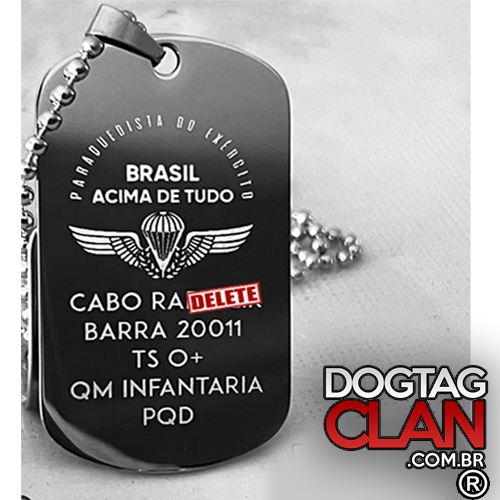 Dog Tag Clássica Fab Raridade Modelo Plaqueta Paraquedista