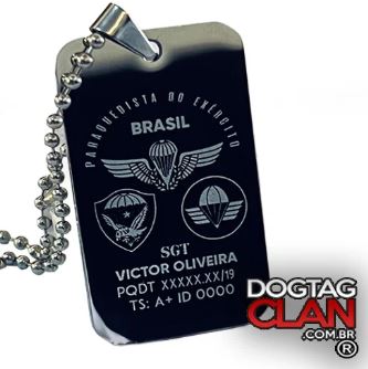 Dog tag paraquedista retangular premium